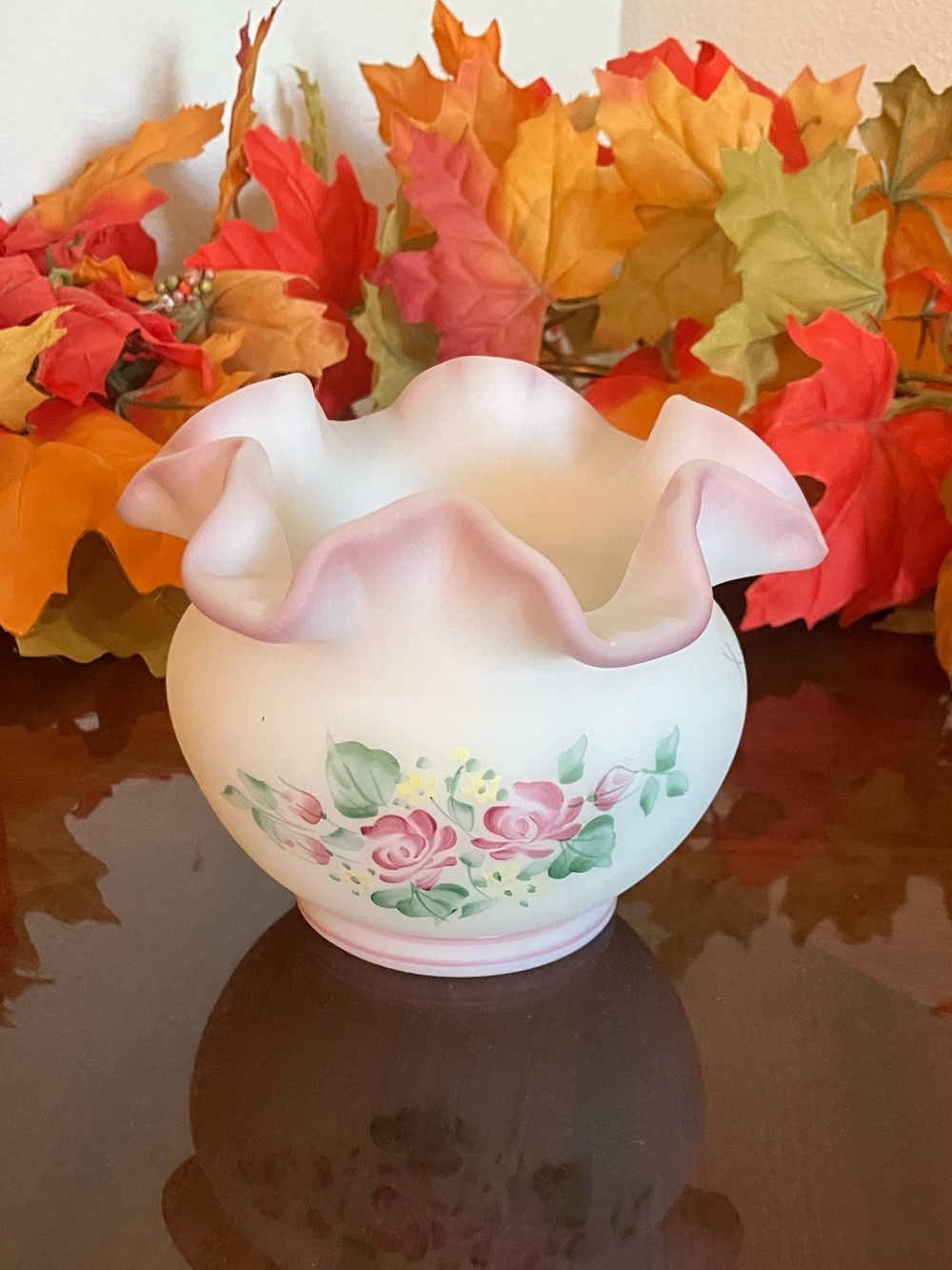 Vintage Fenton Rose Bowl Vase